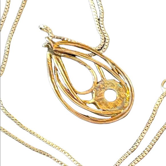 Vintage GF sterling silver garnet pendant necklace chain 925 - Picture 4 of 4